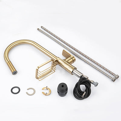 Single-Lever Kitchen Faucet With Pull-Down Sprayer, Hot And Cold | OpalDwell OpalDwell