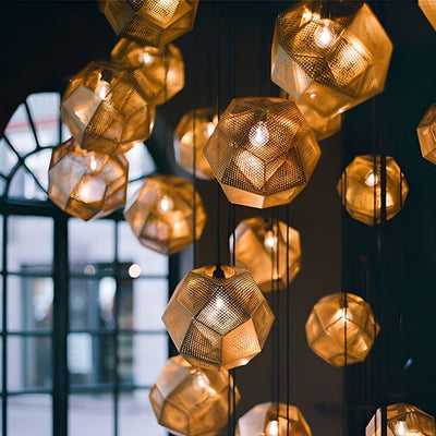 Lumenara Geometric Round Pendant Lamp in Electrolytic Metal - OpalDwell