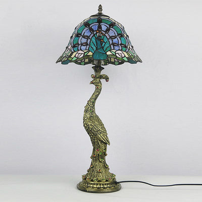 Aurena Tiffany-Style Table Lamp With Colorful Dome Shade - OpalDwell