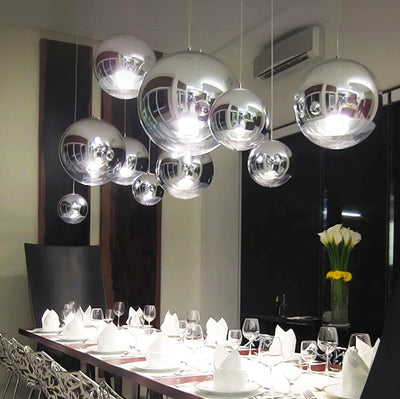 LumaOrb Glass Pendant Light Silver and Clear Spheres OpalDwell