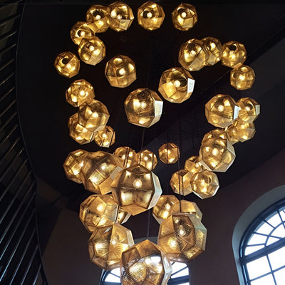Lumenara Geometric Round Pendant Lamp in Electrolytic Metal - OpalDwell
