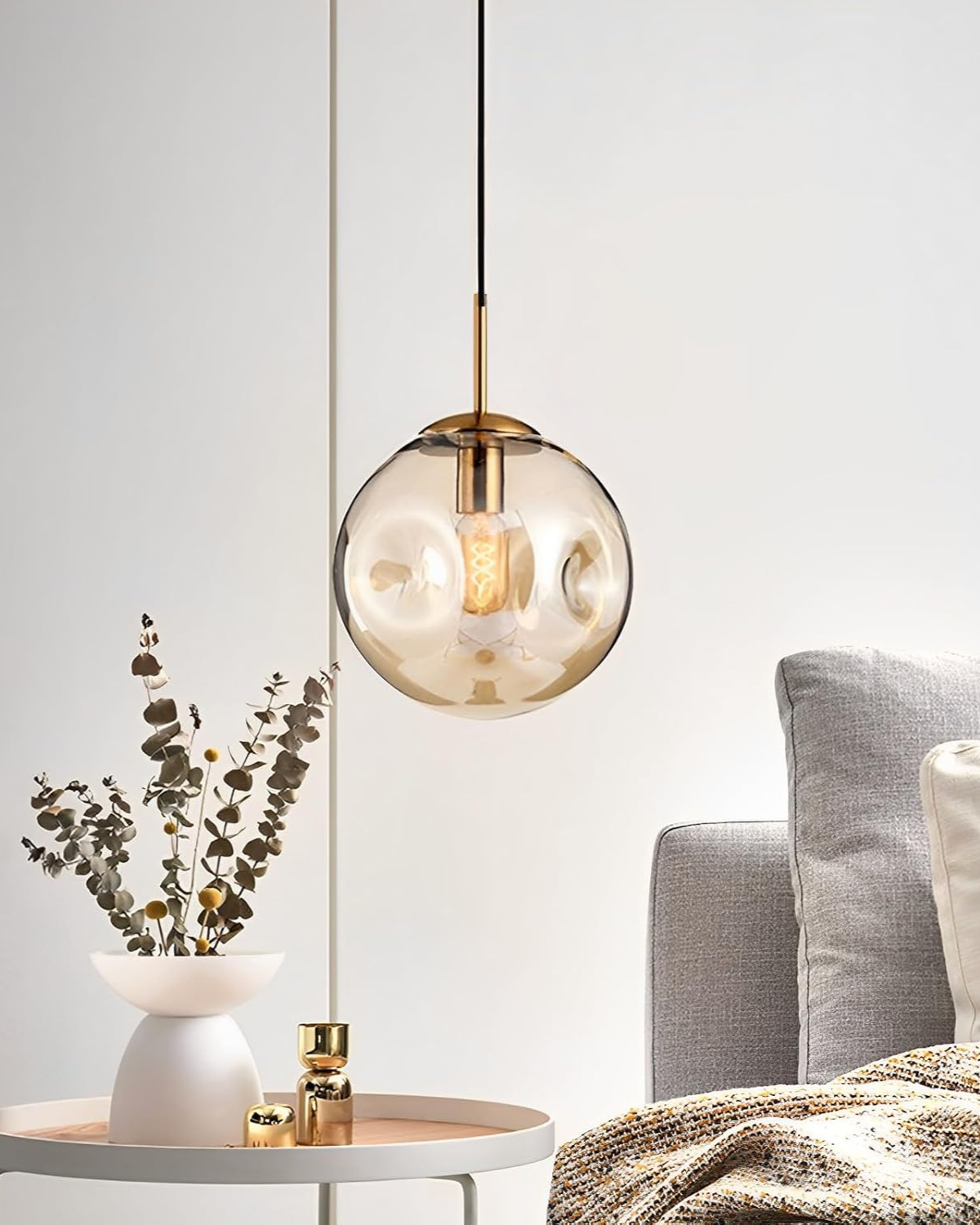 VeraLux Amber Glass Pendant Ceiling Light Vintage Warmth - OpalDwell