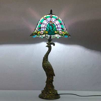 Aurena Tiffany-Style Table Lamp With Colorful Dome Shade - OpalDwell