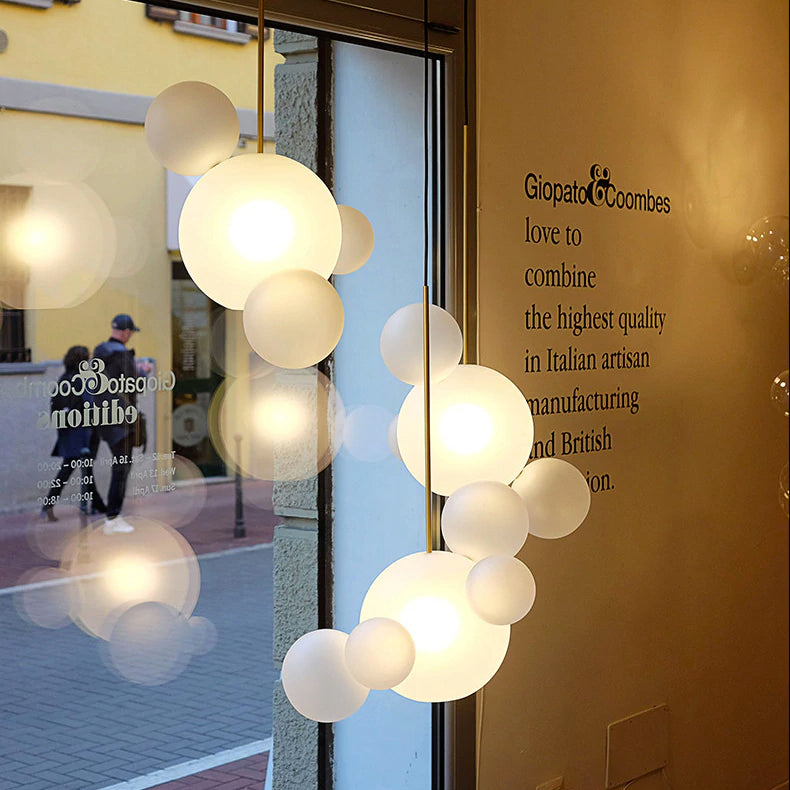 Nordic Snowball Glass Chandelier With Matte Or Clear Orbs - OpalDwell