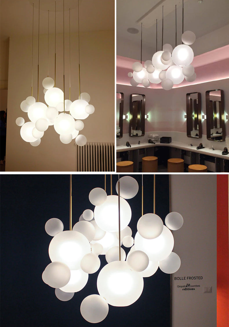 Nordic Snowball Glass Chandelier With Matte Or Clear Orbs - OpalDwell