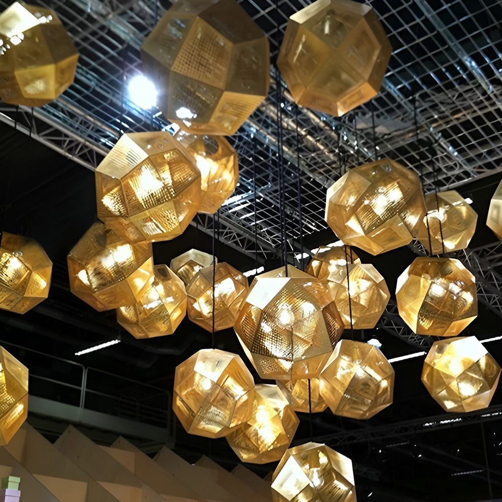 Lumenara Geometric Round Pendant Lamp in Electrolytic Metal - OpalDwell