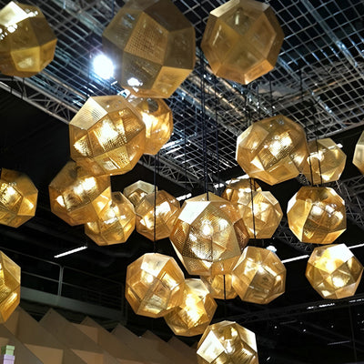 Lumenara Geometric Round Pendant Lamp in Electrolytic Metal - OpalDwell