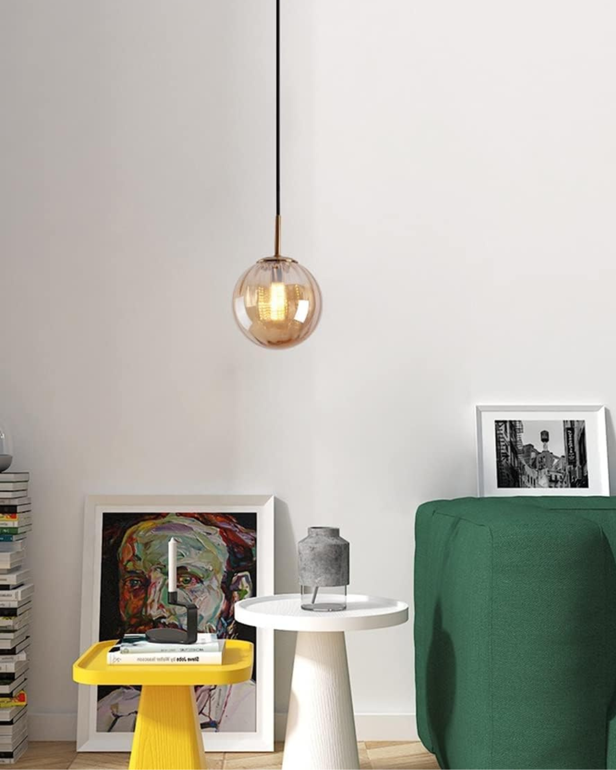 VeraLux Amber Glass Pendant Ceiling Light Vintage Warmth - OpalDwell
