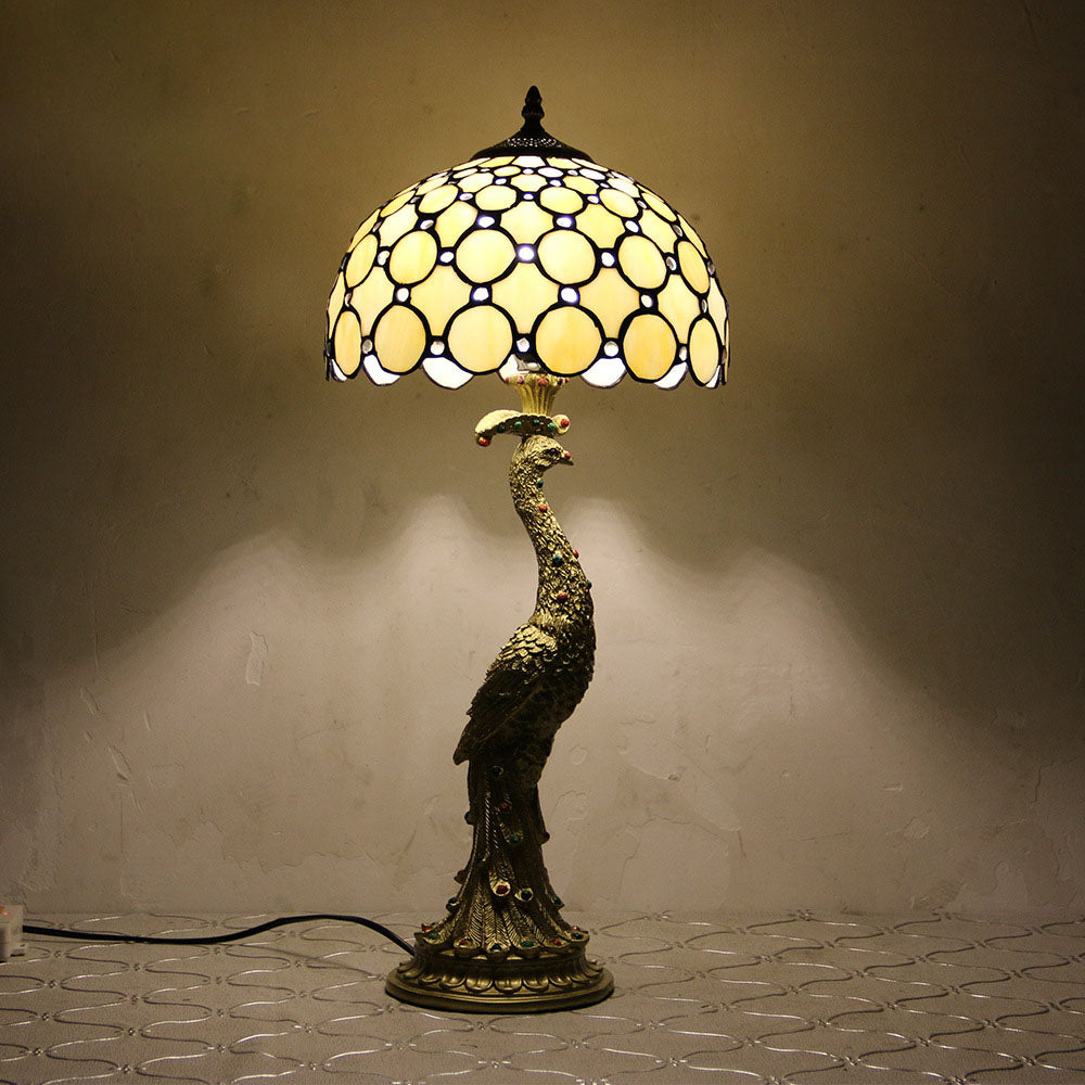 Aurena Tiffany-Style Table Lamp With Colorful Dome Shade - OpalDwell
