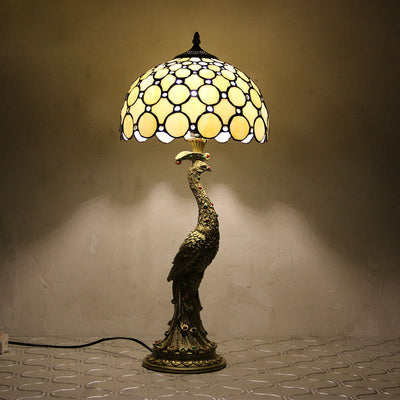 Aurena Tiffany-Style Table Lamp With Colorful Dome Shade - OpalDwell