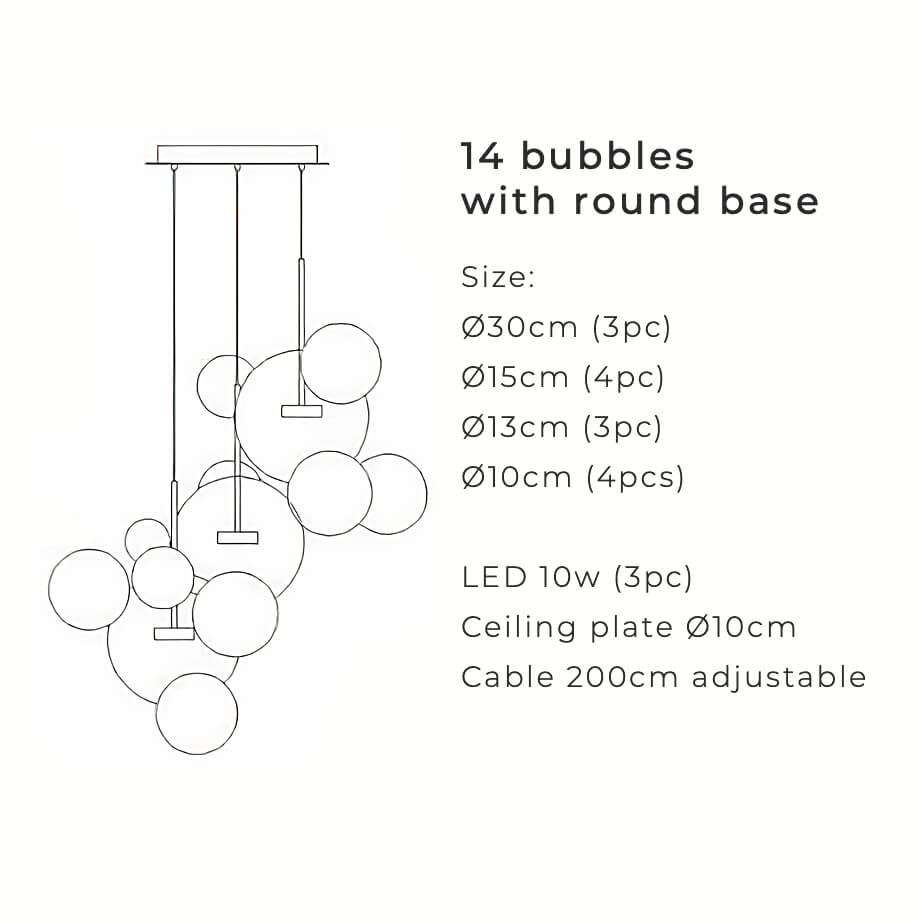 Nordic Snowball Glass Chandelier With Matte Or Clear Orbs - OpalDwell