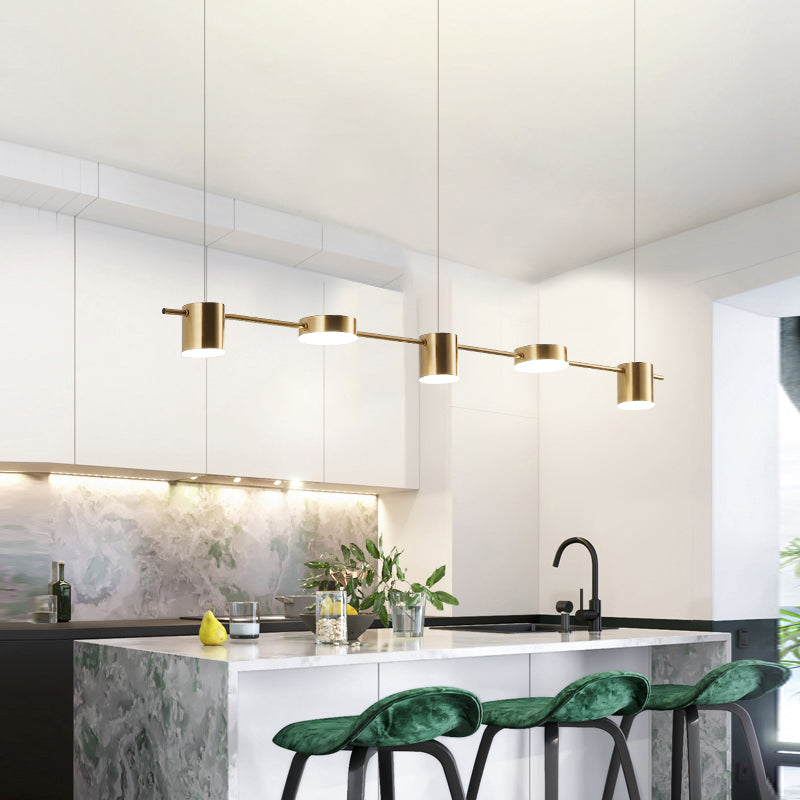 Lyria Drum Pendant Light, Black Gold Finish, 3-5 Lights OpalDwell