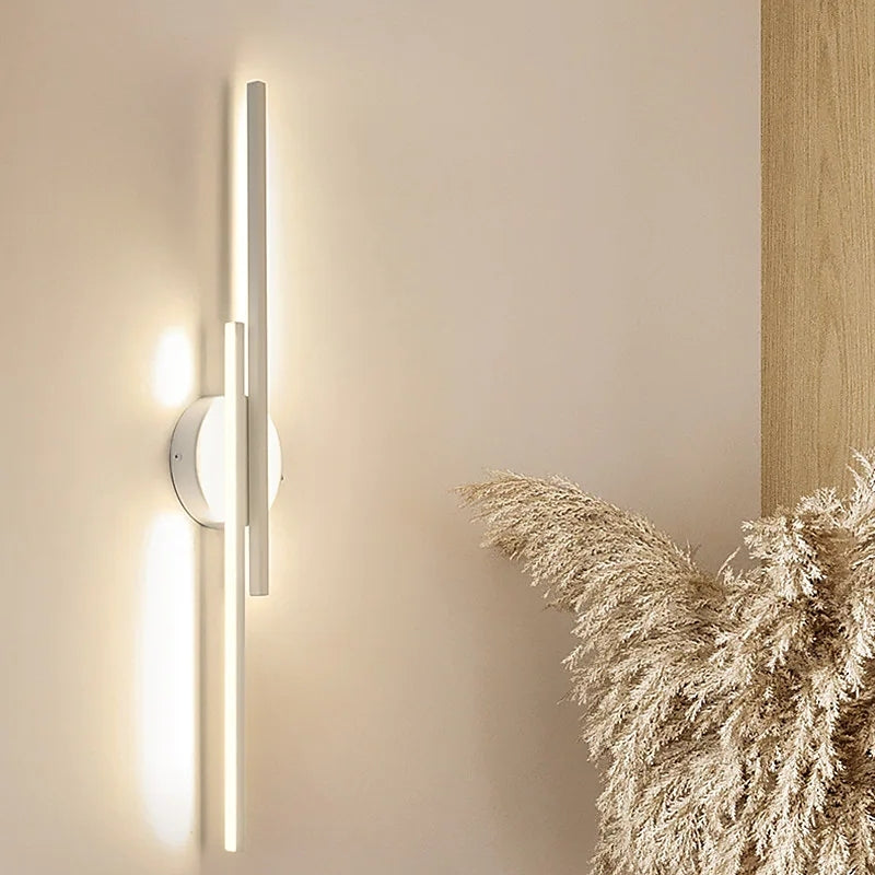 Fjordra Nordic Disc and Linear LED Wall Lamp Black White - OpalDwell