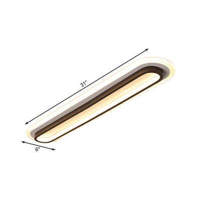 Oval LED Ceiling Light Black or White with Acrylic Diffuser - OpalDwell