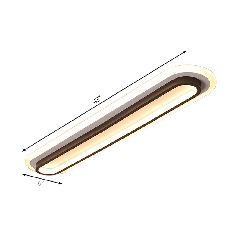 Oval LED Ceiling Light Black or White with Acrylic Diffuser - OpalDwell