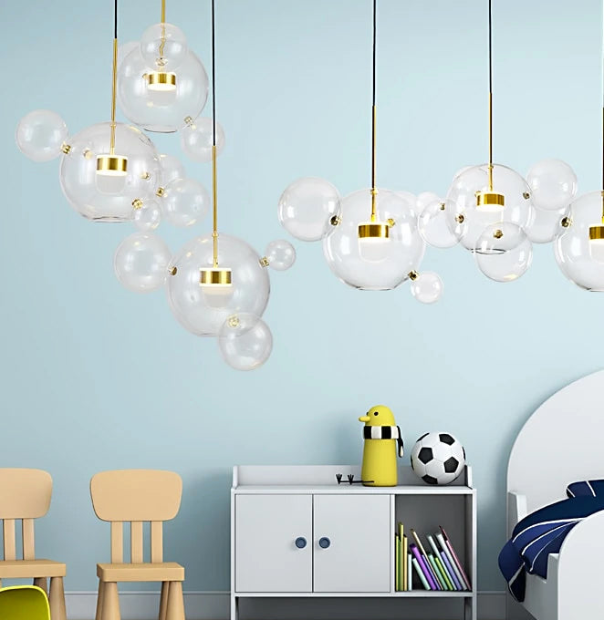 Nordic Snowball Glass Chandelier With Matte Or Clear Orbs - OpalDwell