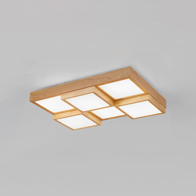 TimberLume Wood Ceiling Lamp - Elegant Multi-Light Fixture - OpalDwell
