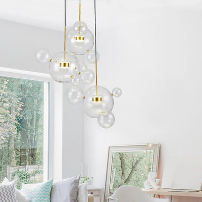 Nordic Snowball Glass Chandelier With Matte Or Clear Orbs - OpalDwell