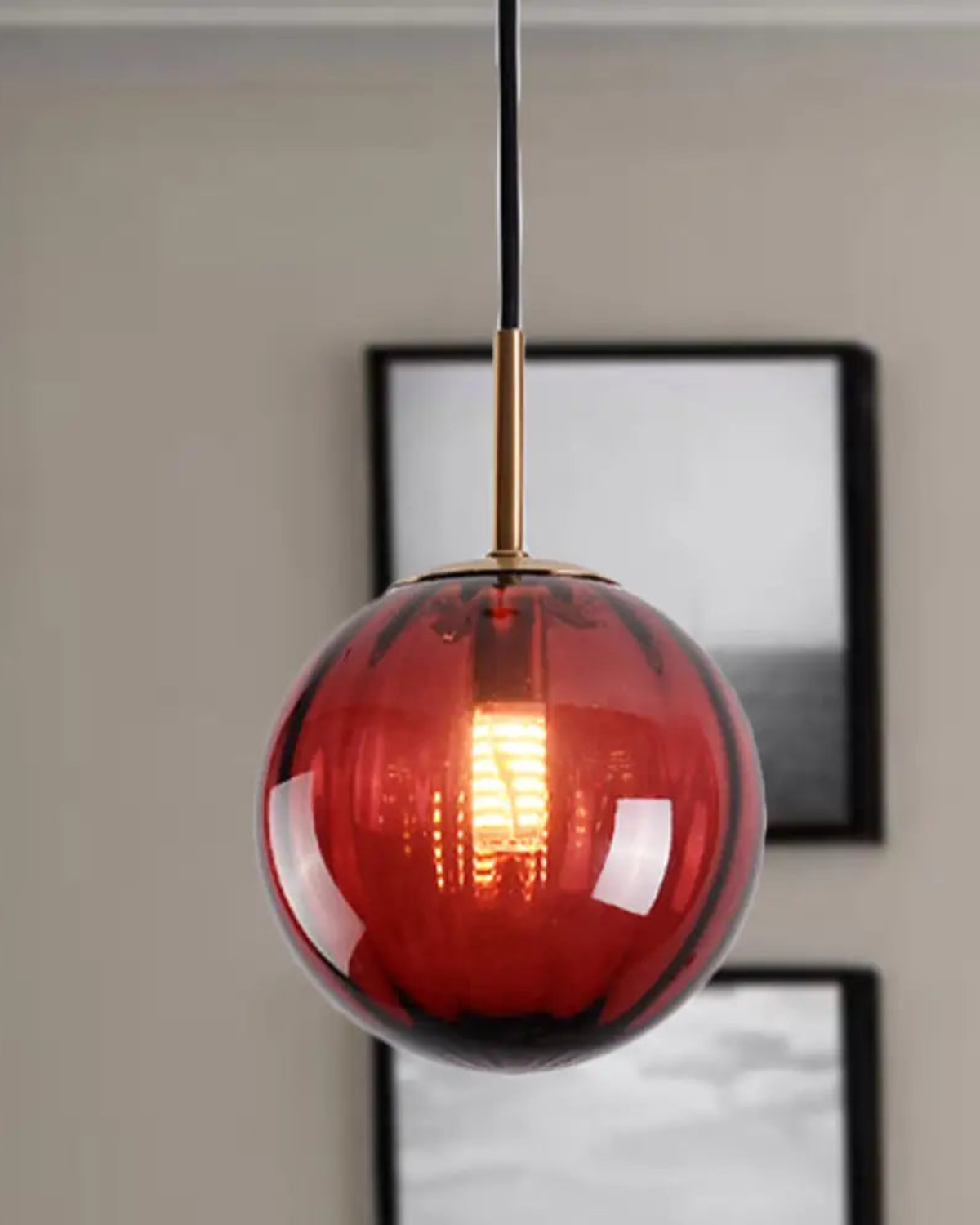 VeraLux Amber Glass Pendant Ceiling Light Vintage Warmth - OpalDwell
