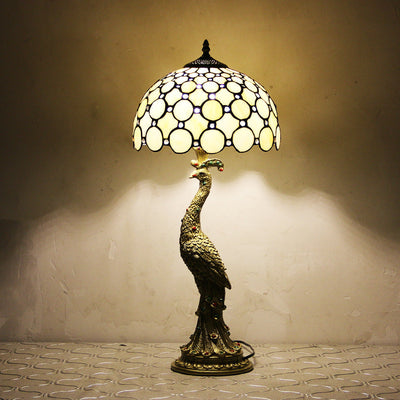 Aurena Tiffany-Style Table Lamp With Colorful Dome Shade - OpalDwell