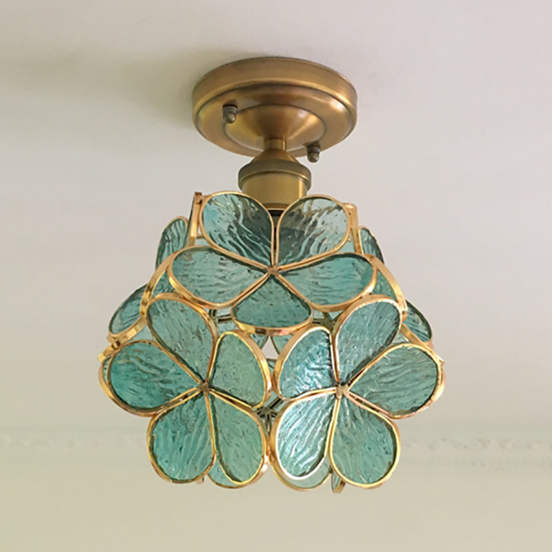 FloraLume Floral Glass Ceiling Light With Floral Motifs - OpalDwell