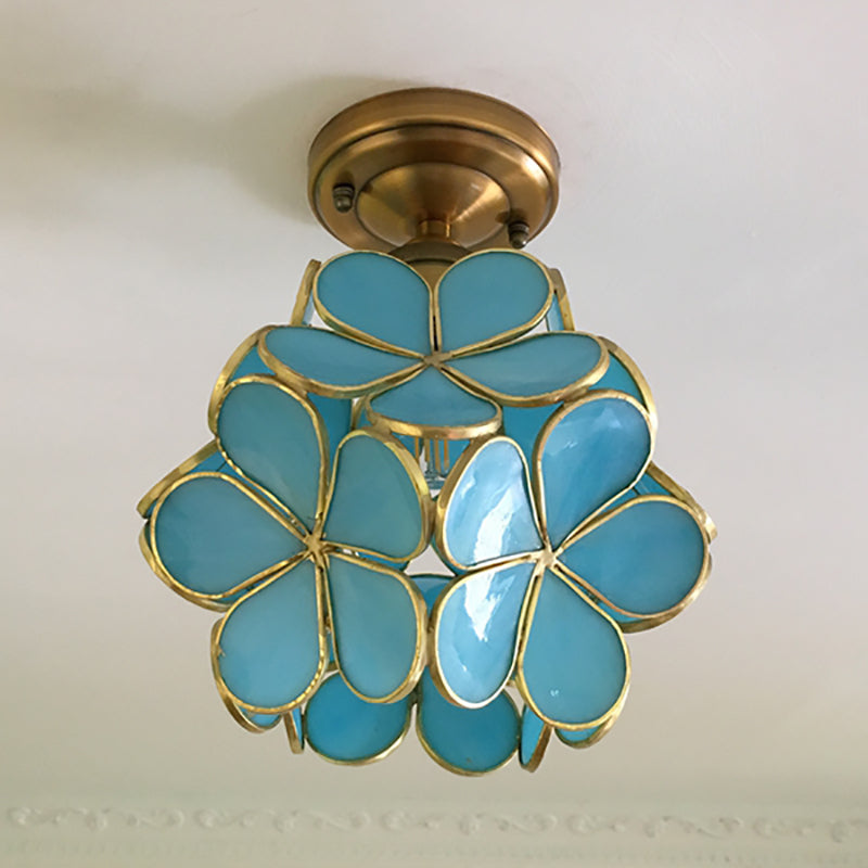 FloraLume Floral Glass Ceiling Light With Floral Motifs - OpalDwell