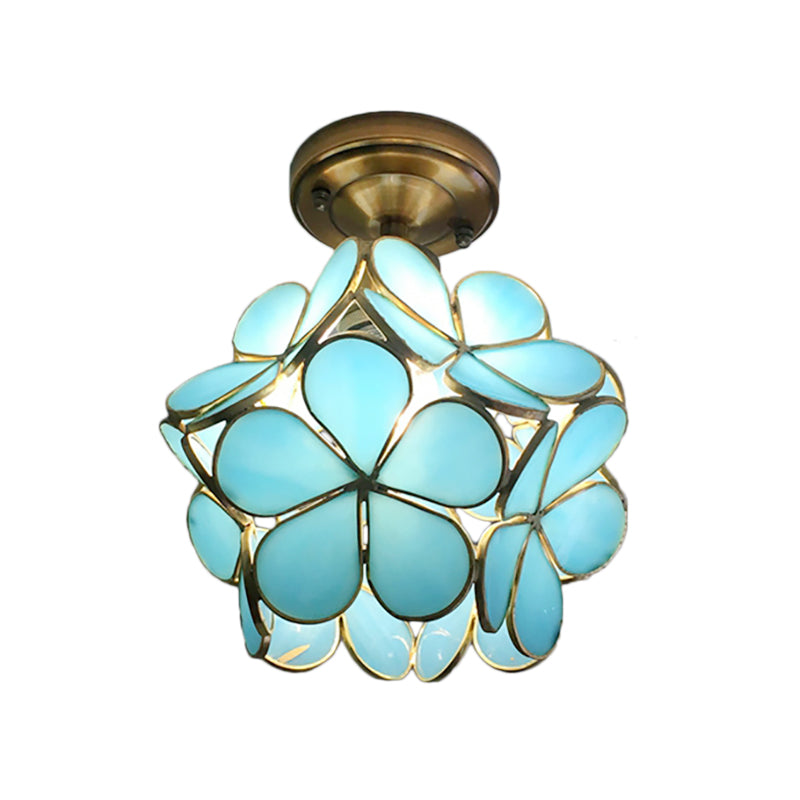 FloraLume Floral Glass Ceiling Light With Floral Motifs - OpalDwell