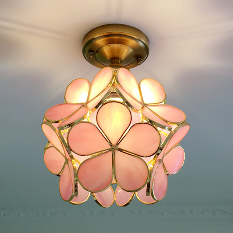 FloraLume Floral Glass Ceiling Light With Floral Motifs - OpalDwell