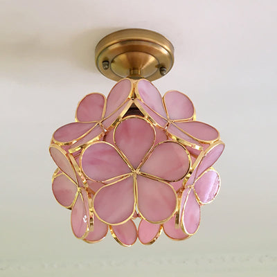 FloraLume Floral Glass Ceiling Light With Floral Motifs - OpalDwell