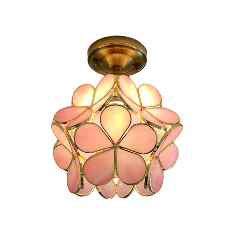 FloraLume Floral Glass Ceiling Light With Floral Motifs - OpalDwell