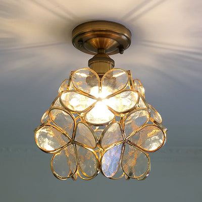FloraLume Floral Glass Ceiling Light With Floral Motifs - OpalDwell