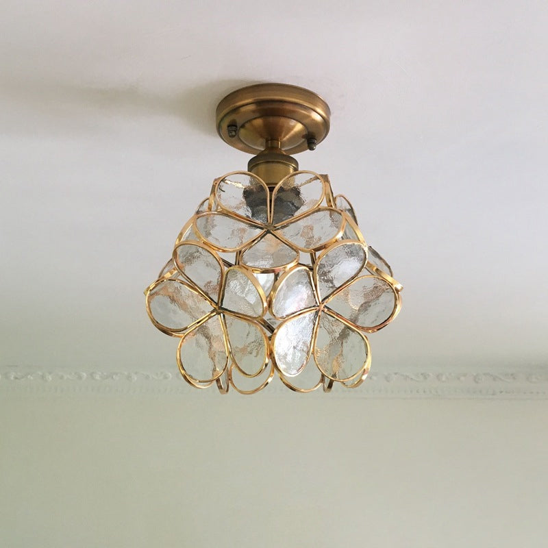FloraLume Floral Glass Ceiling Light With Floral Motifs - OpalDwell