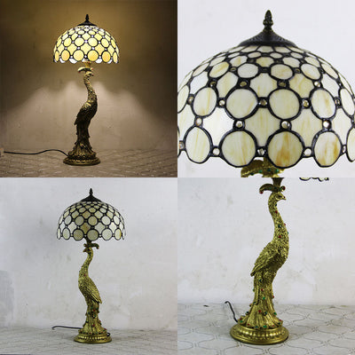 Aurena Tiffany-Style Table Lamp With Colorful Dome Shade - OpalDwell