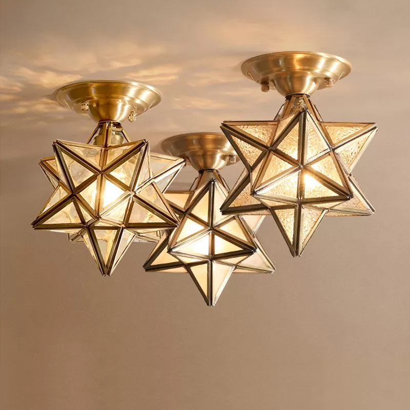 LumaNova Traditional Brass Ceiling Light With Clear Glass - OpalDwell