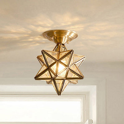 LumaNova Traditional Brass Ceiling Light With Clear Glass - OpalDwell