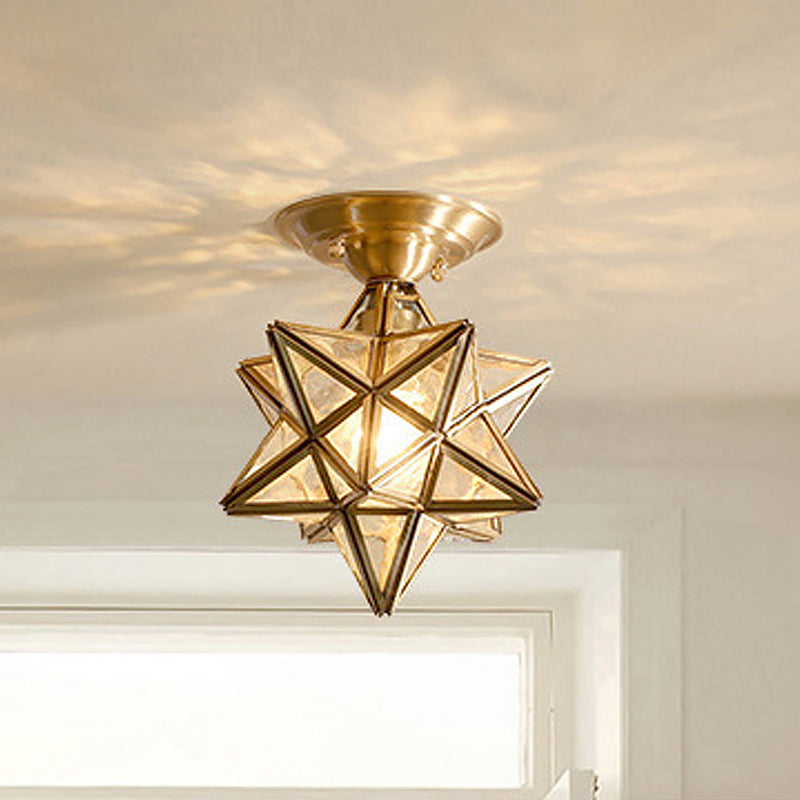 LumaNova Traditional Brass Ceiling Light With Clear Glass - OpalDwell
