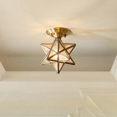 LumaNova Traditional Brass Ceiling Light With Clear Glass - OpalDwell