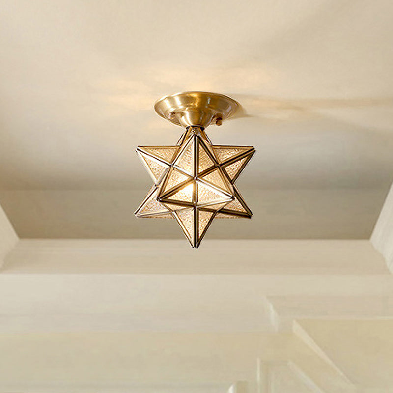 LumaNova Traditional Brass Ceiling Light With Clear Glass - OpalDwell