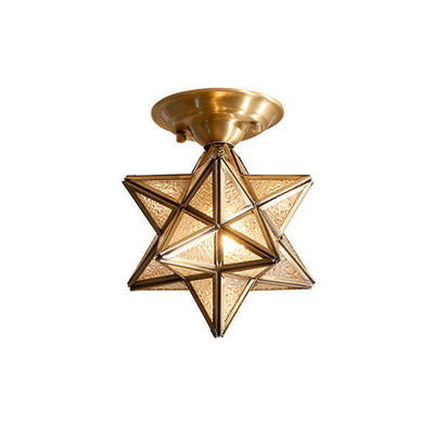 LumaNova Traditional Brass Ceiling Light With Clear Glass - OpalDwell