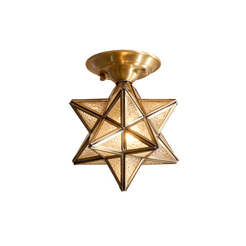 LumaNova Traditional Brass Ceiling Light With Clear Glass - OpalDwell