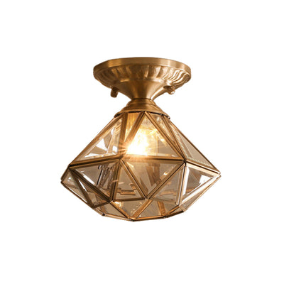 LumaNova Traditional Brass Ceiling Light With Clear Glass - OpalDwell