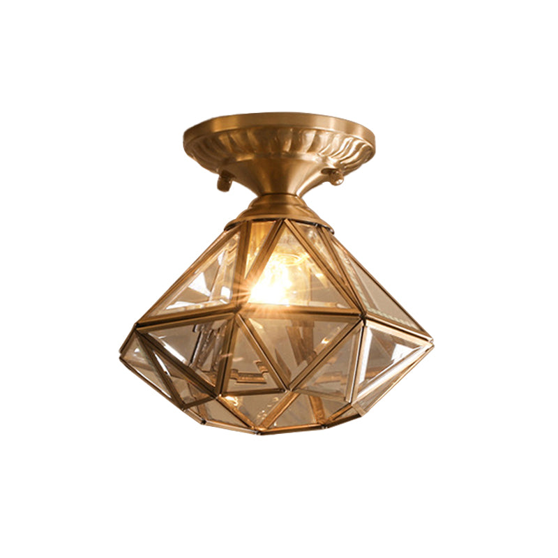 LumaNova Traditional Brass Ceiling Light With Clear Glass - OpalDwell