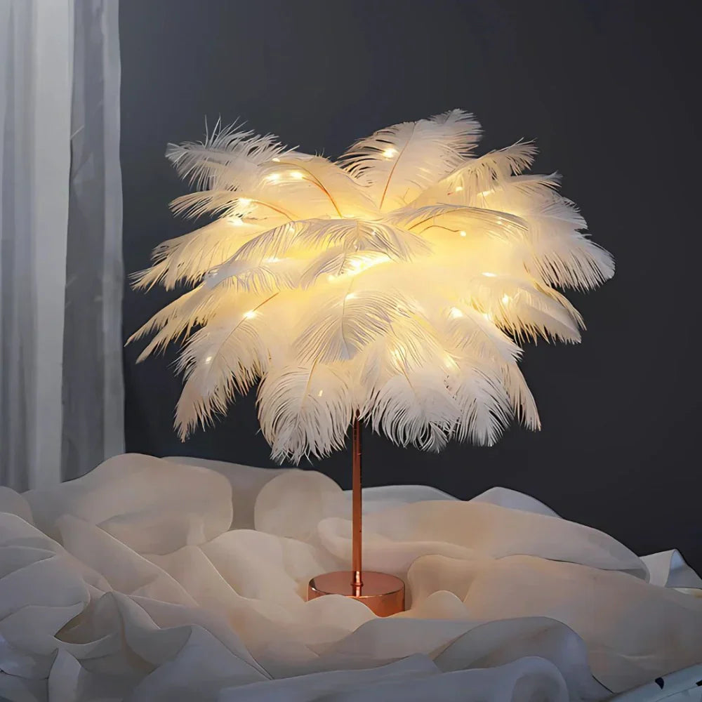 FeatherLuxe Glow Lamp | Soft Ambient Light for Living Rooms - OpalDwell