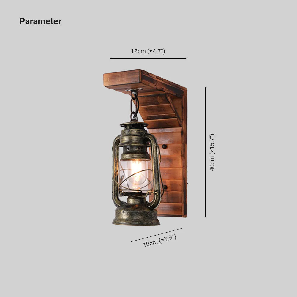 Kestrel Lantern Vintage Wooden Wall Lamp for Living Room Use - OpalDwell