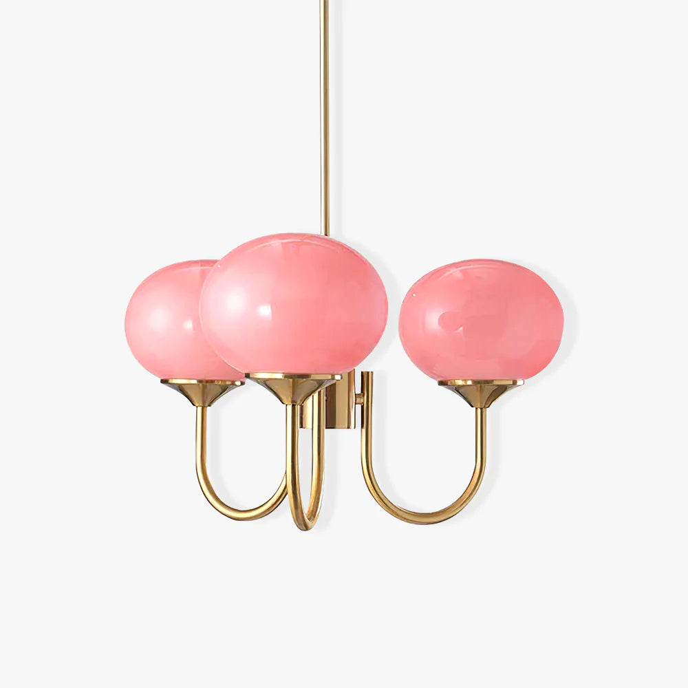 Alora Marshmallow Chandelier With Pink Glass Shades - OpalDwell