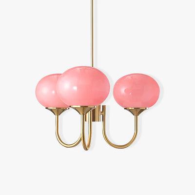 Alora Marshmallow Chandelier With Pink Glass Shades - OpalDwell