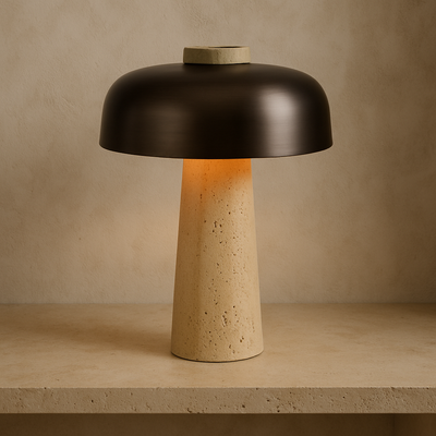 Mushroom Table Lamp With Stone Base, Modern Decorative Light - OpalDwell