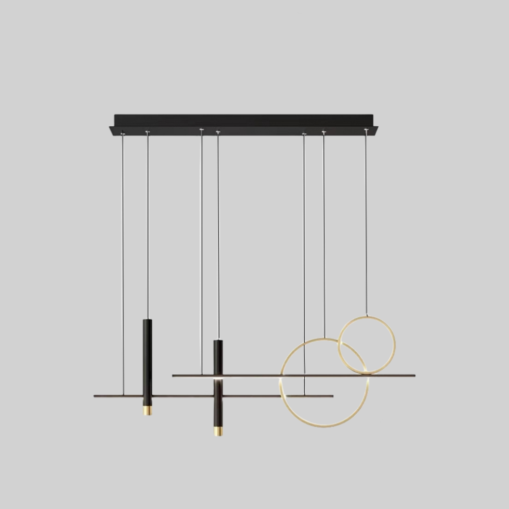 NoirLuxe Black Metal LED Chandelier for Living Room - OpalDwell