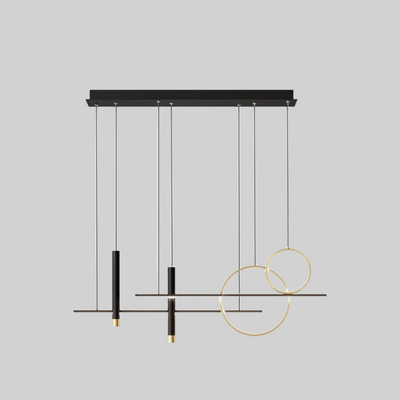 NoirLuxe Black Metal LED Chandelier for Living Room - OpalDwell