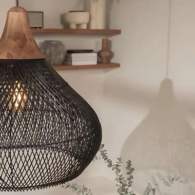 Asterra Handwoven Rattan Pendant Light Boho Ceiling - OpalDwell